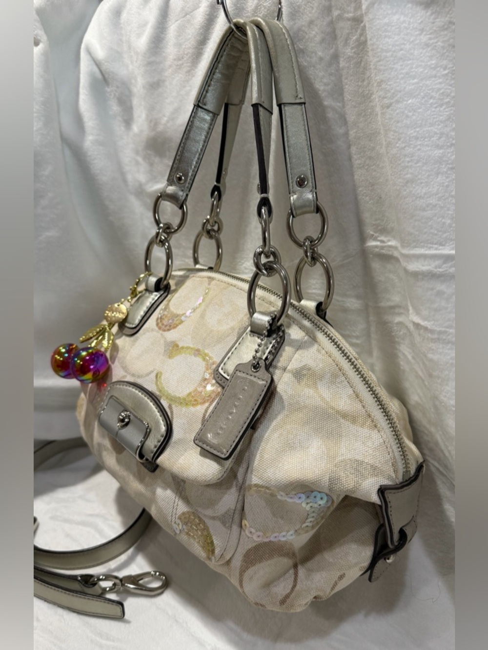 Coach Kristin Signature Dome Sequin Satchel Shoulder Bag #19338 - Picture 3 of 10